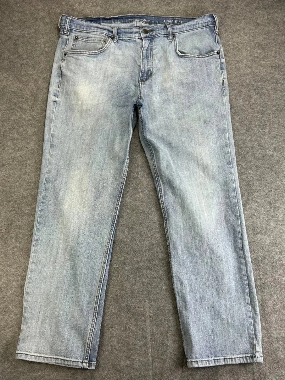 Wrangler Straight Fit Jeans Mens 36x29 Light Blue Denim Stretch Mid Rise Western